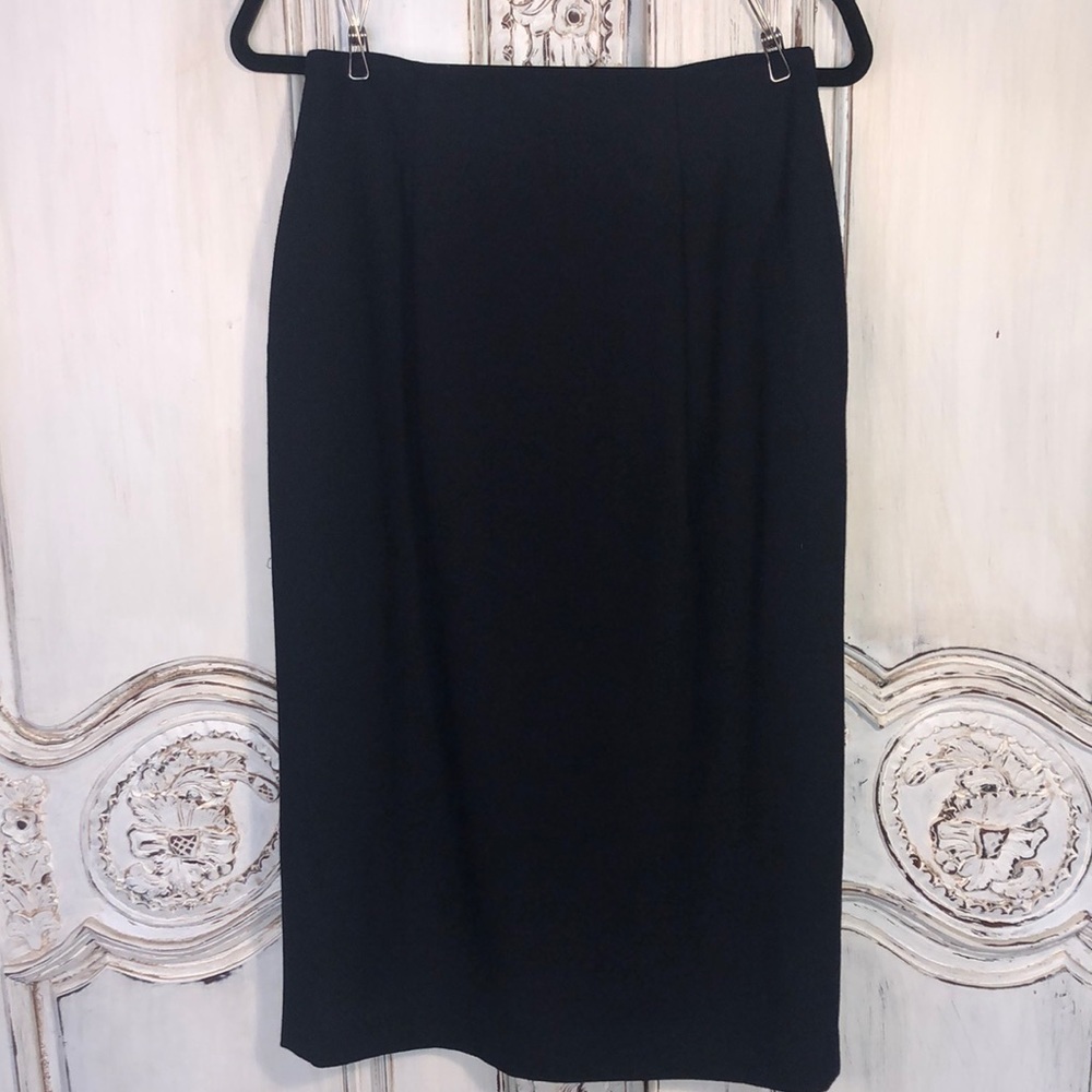 VINTAGE Evan-Picone Petites 100% Navy Wool Pencil Skirt Size 8